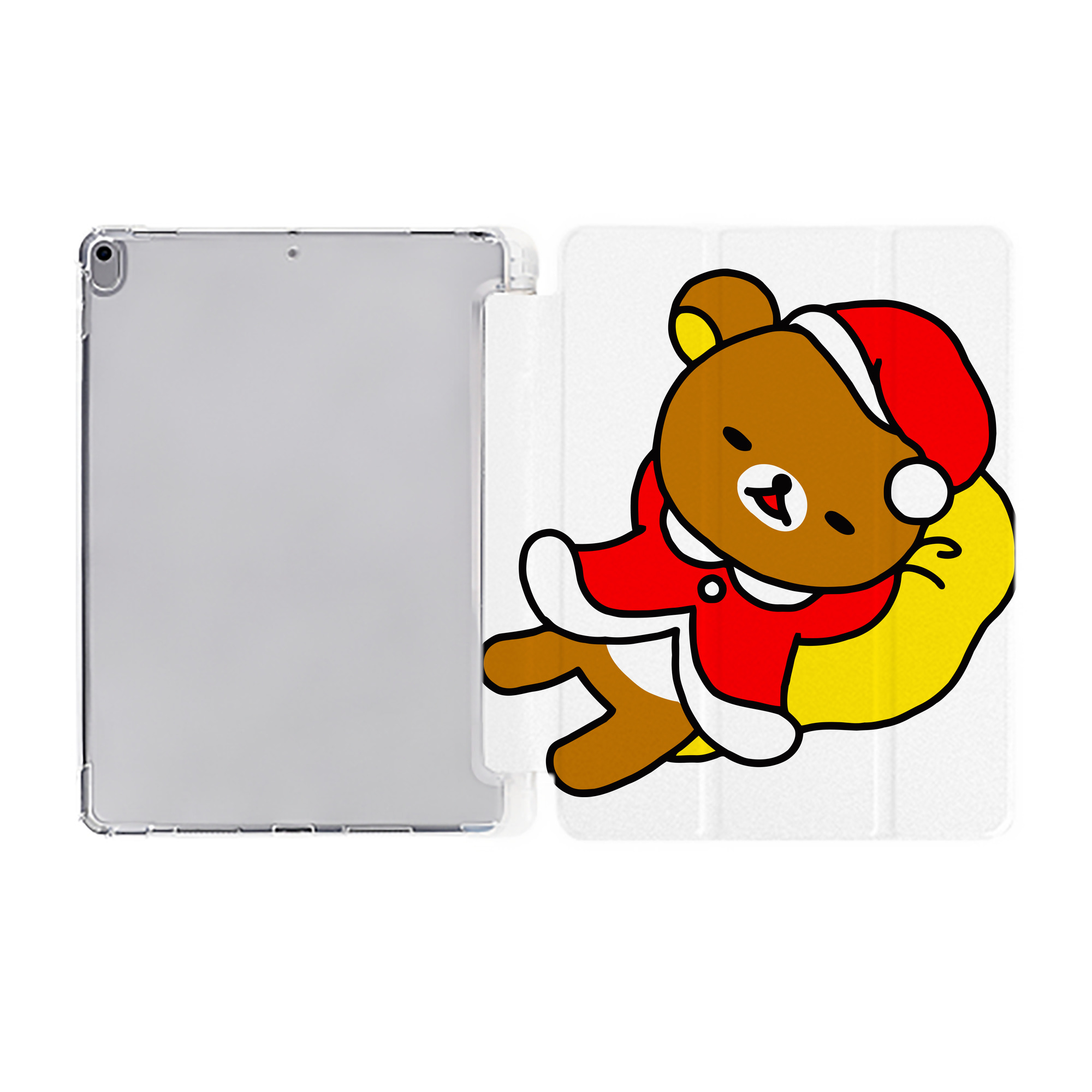 （画像用） リラックマ リラックマ キイロイトリ Rilakkuma Korilakkuma Kiiroitori IPad ケース ペン収納付き 三つ折りスタンド PUレザー×シリコン 対応機種9.5/10.5/10.9インチ
